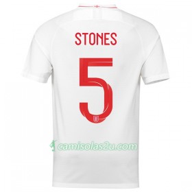 Camisolas de Futebol Inglaterra Stones 5 Equipamento Principal Copa do Mundo 2018 Manga Curta
